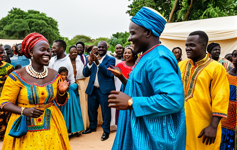 **

"A Senegalese wedding celebration, fully clothed guests dancing and singing, traditional music playing, bright and colorful fabrics, appropriate attire, outdoor setting, safe for work, perfect anatomy, natural proportions, family-friendly event, professional photography, high quality."

**