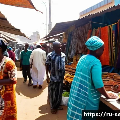 세네갈 비자 발급 방법 - **Vibrant Senegalese Market for Handcrafted Goods:** A bustling, open-air market scene in a Senegale...